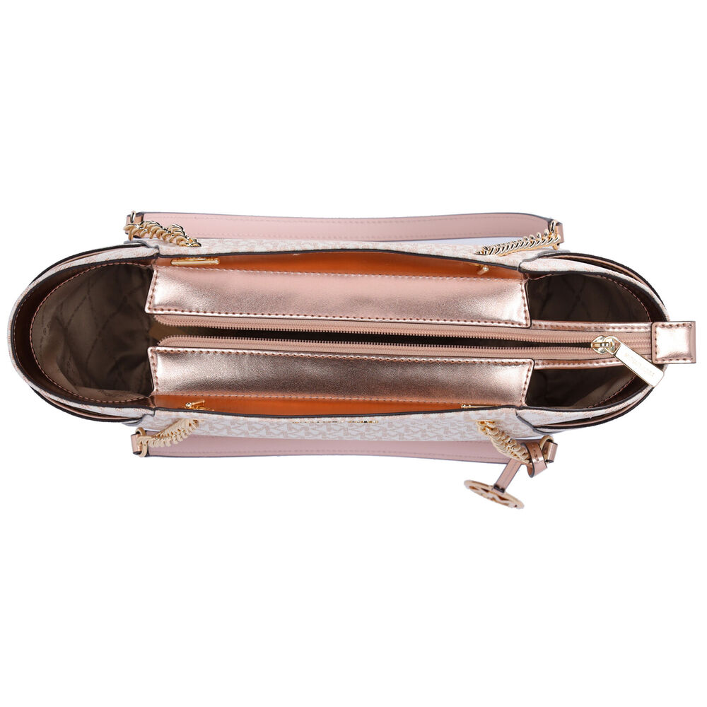 Michael Kors Jet Set Travel Large Chain Shoulder Tote Rose Gold MK Signature - Picture 4 of 5